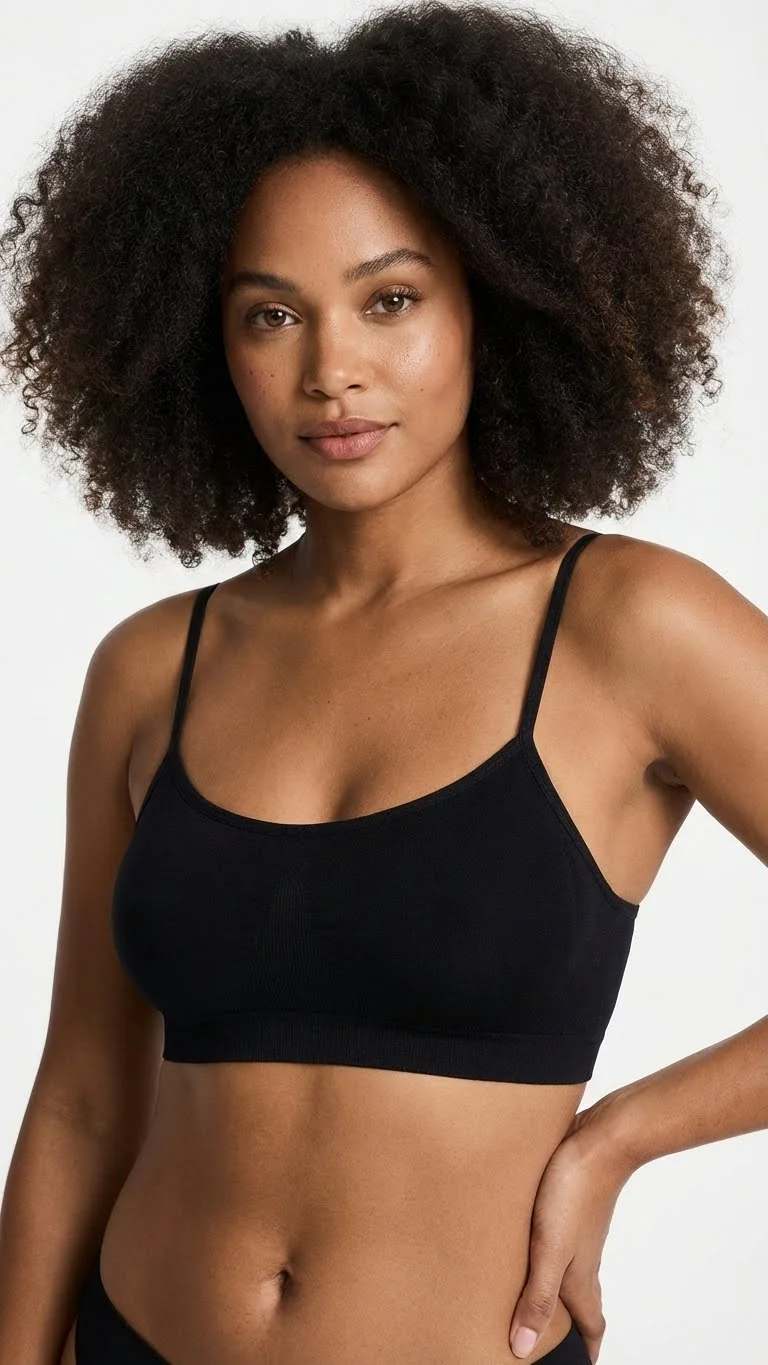 Missfit Kadın Tek Büstiyer İp Askılı Kaplı Siyah - Ön Görünüm